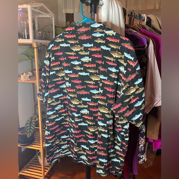 Men’s Button Down Fish Shirt 1X - Picture 2 of 3